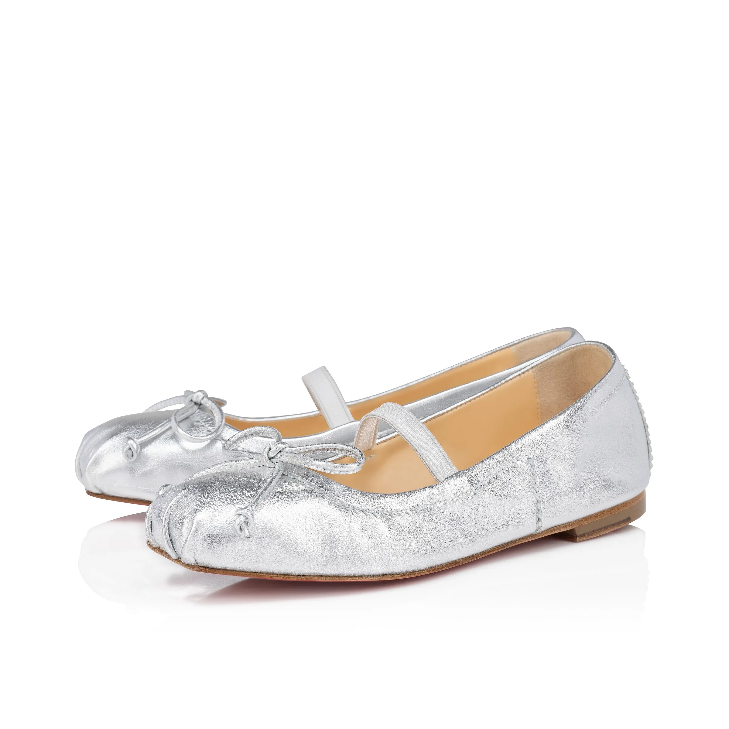 Christian Louboutin Baballet – Ballerinas – Iridescent nappa leather – Silver- Girls - Baballet - front view