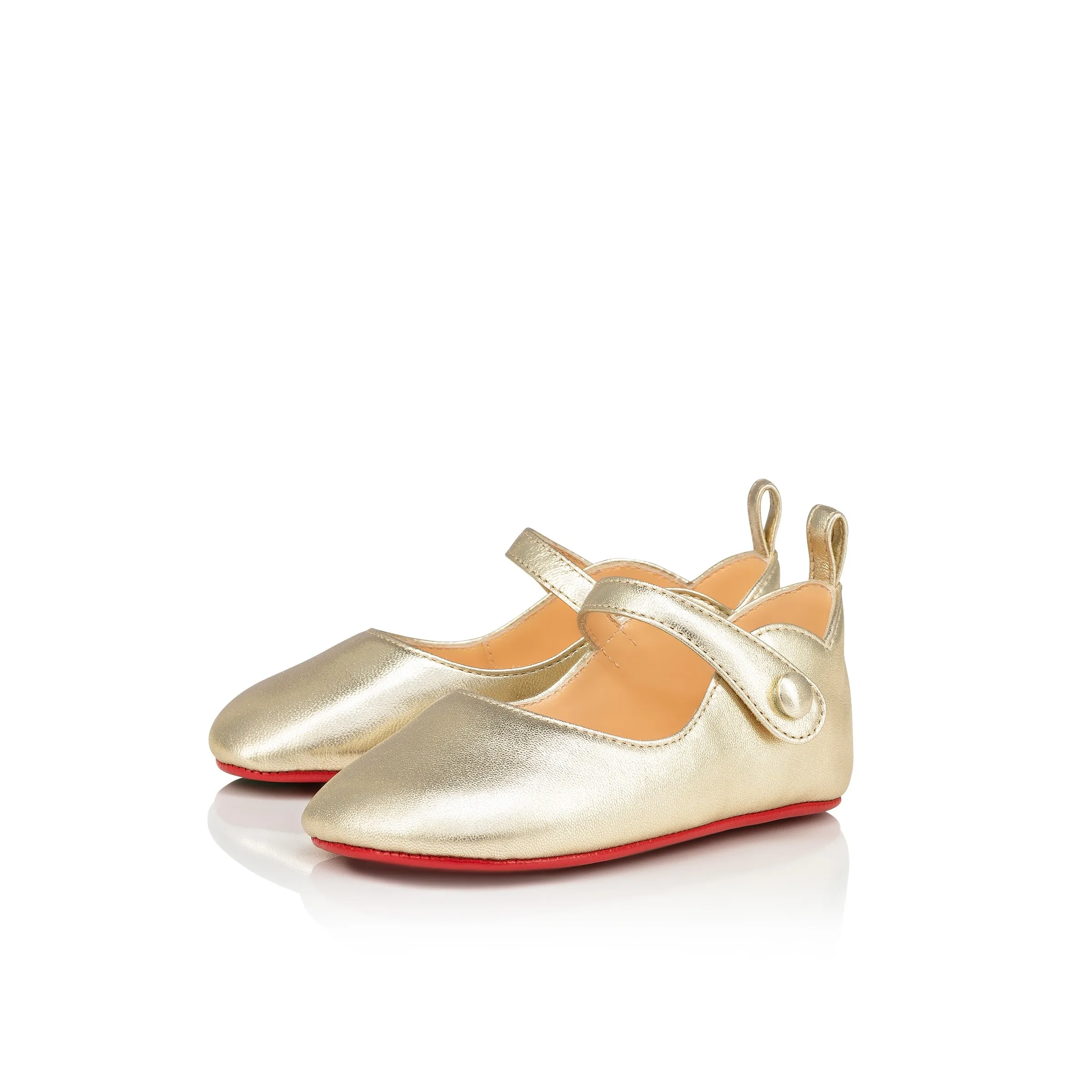 Christian Louboutin Baby Love Chick – Ballerinas – Laminated nappa leather – Platine – Baby - Baby & toddler shoes - front view