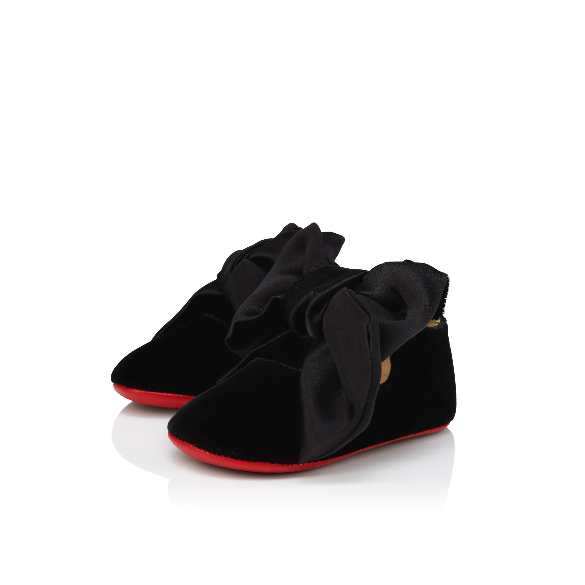 Christian Louboutin Lou Babe Nodo – Ballerinas – Velvet – Black – Baby - Baby & toddler shoes - front view