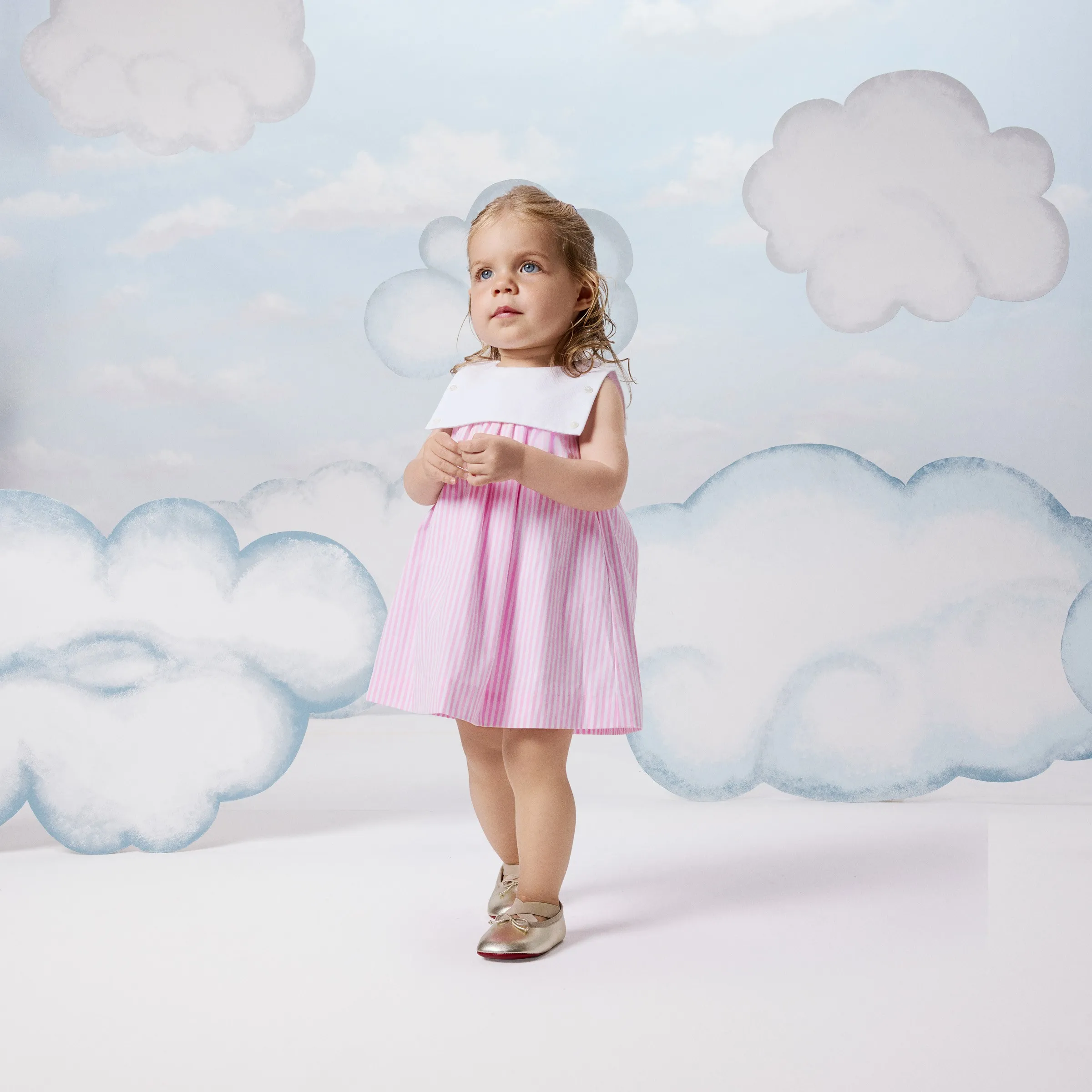 Christian Louboutin Mini Cassiasticina – Ballerinas – Laminated nappa leather – Platine – Baby - Baby & toddler shoes - front view