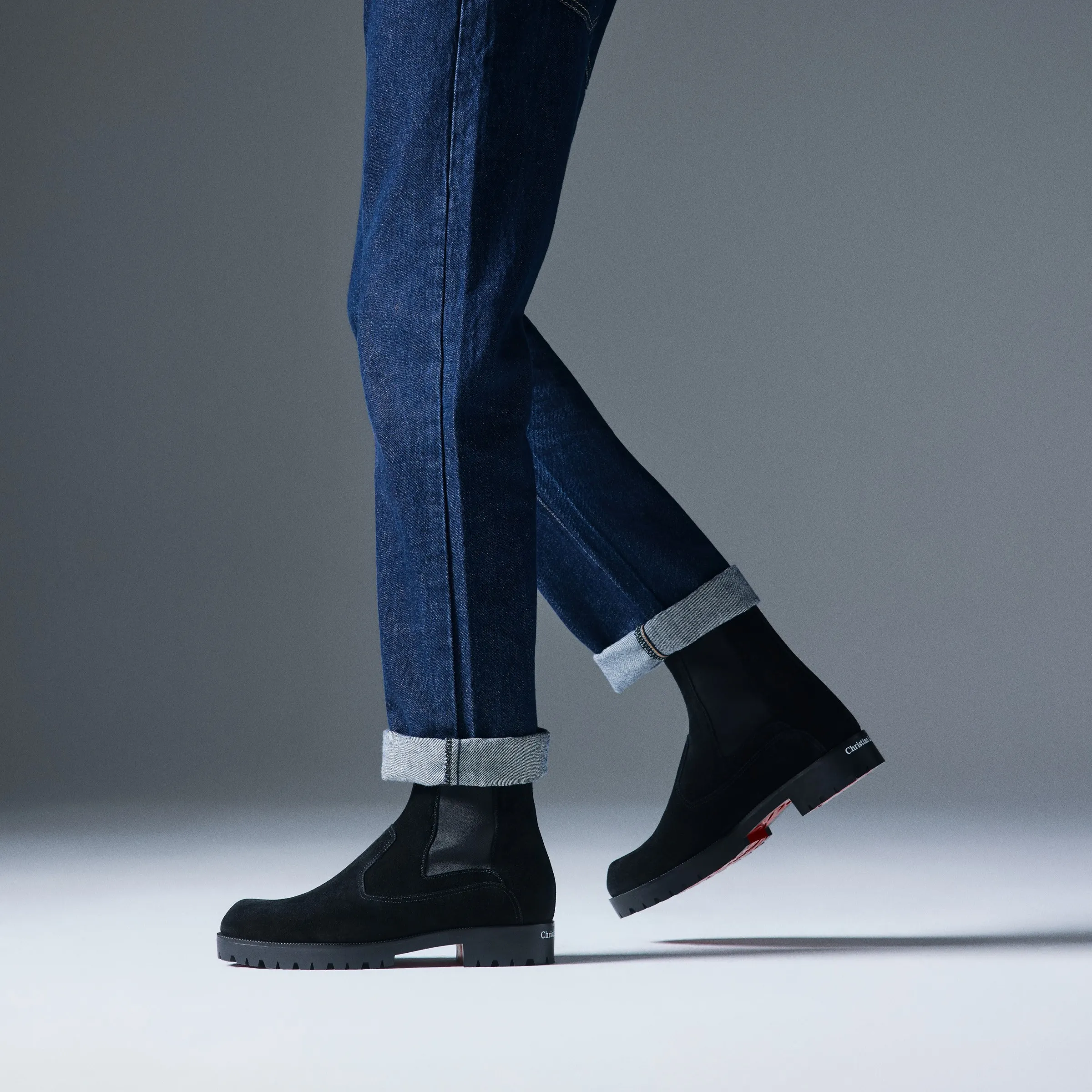 Christian Louboutin Cavernos – Boots – Reversed calf leather – Black – Men - Gifts - front view