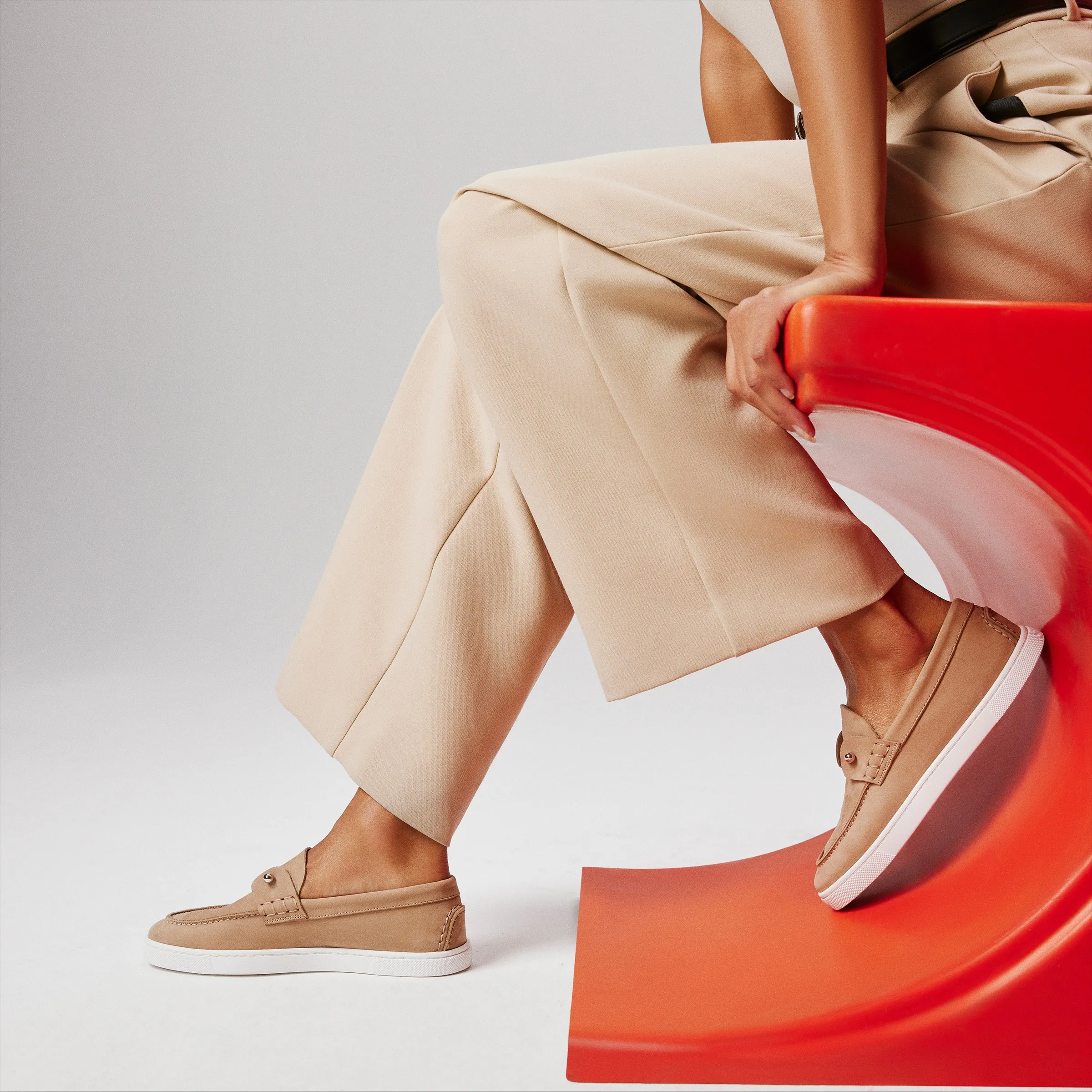 Christian Louboutin Chambeliboat Donna – Boat Shoes – Reversed nubuck leather – Lionne – Women - Chambeliboat Donna - front view