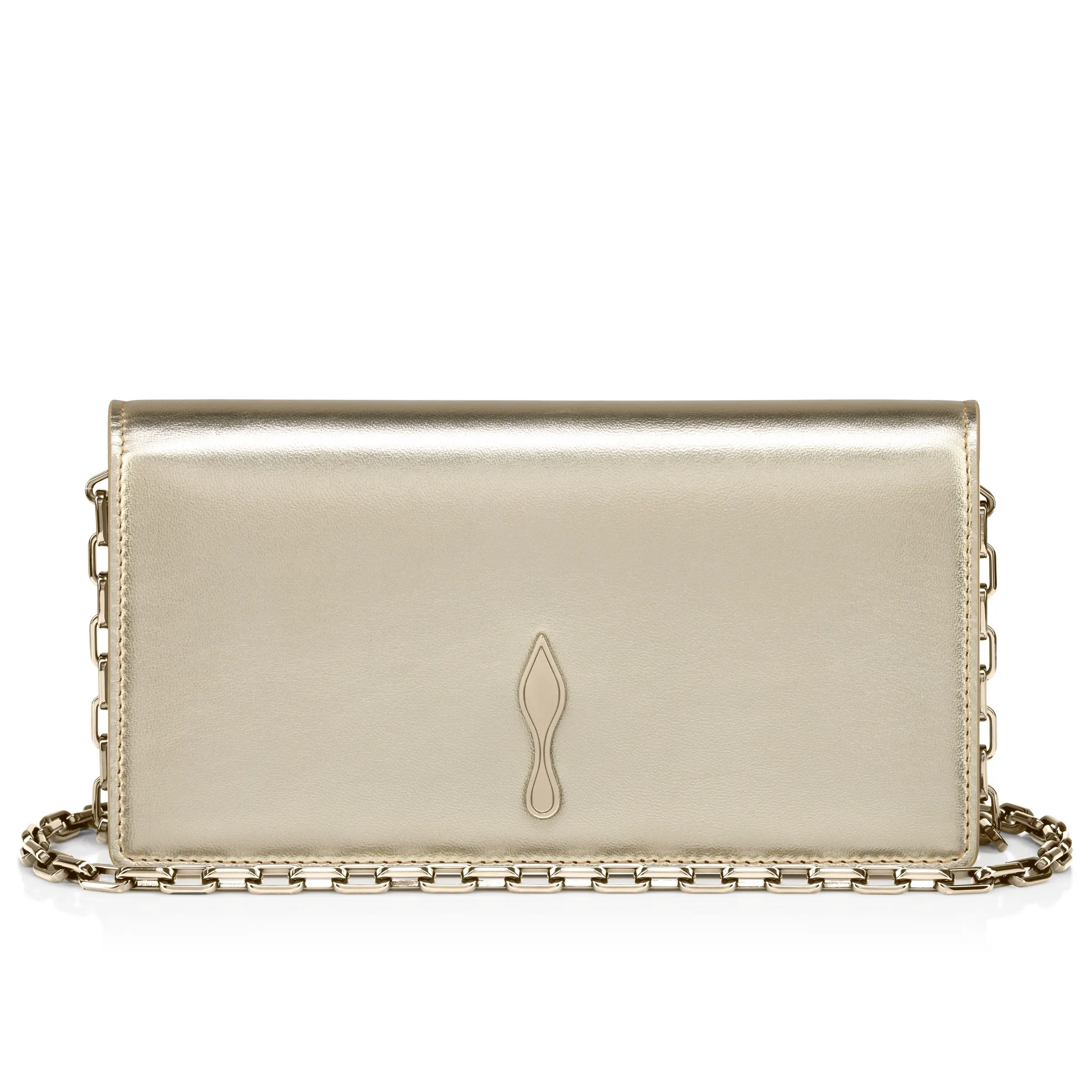 Christian Louboutin Bettina – Clutch – Laminated lamb nappa leather – Platine - Bettina - front view