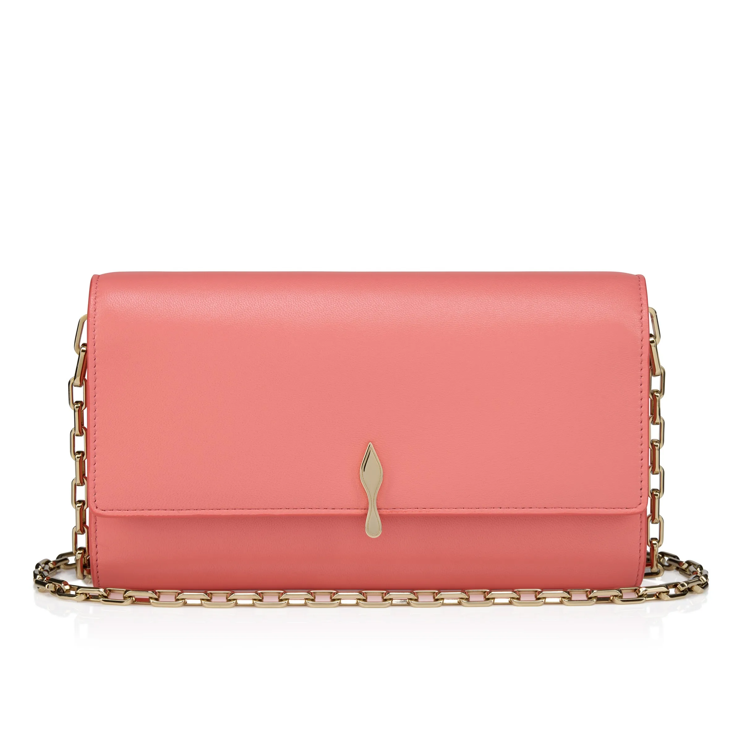 Christian Louboutin Bettina – Wallet on chain – Smooth calf leather – Grapefruit - Bettina - front view