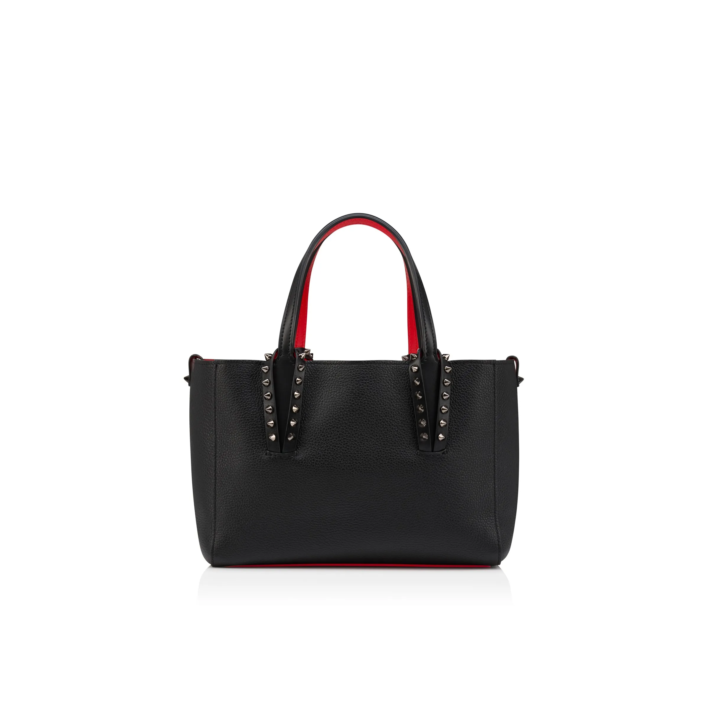 Christian Louboutin Cabata mini – Tote bag – Soft calf leather and spikes – Black - Cabata mini - front view