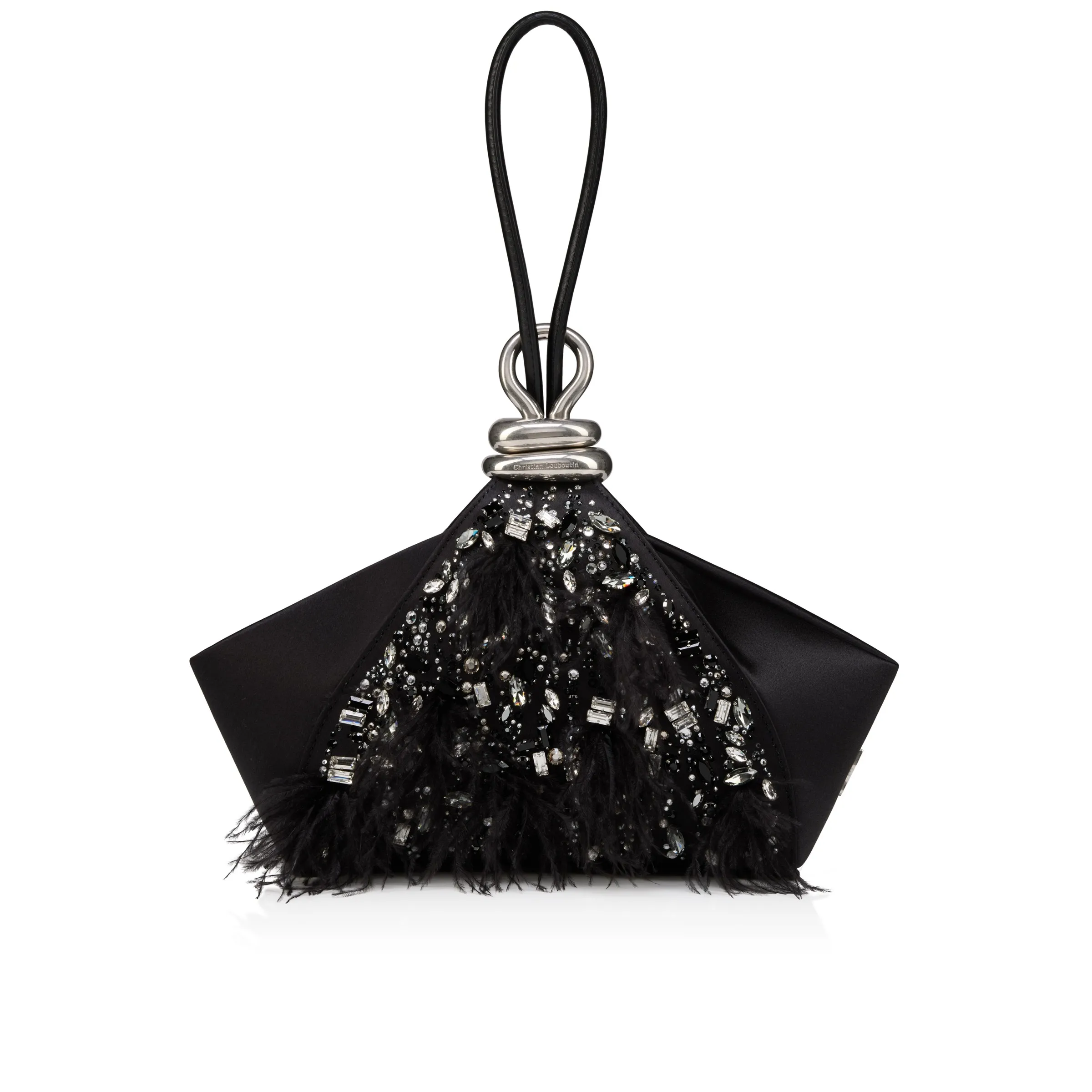 Christian Louboutin Sabrina small – Clutch – Crepe satin – Black - Sabrina small - front view