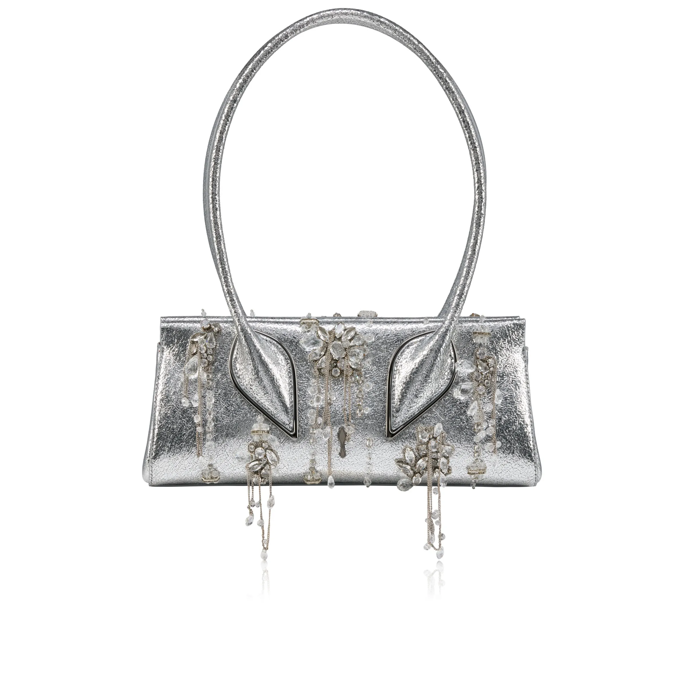 Christian Louboutin Venus – Shoulder bag – Textured calf leather – Silver - Shoes - front view