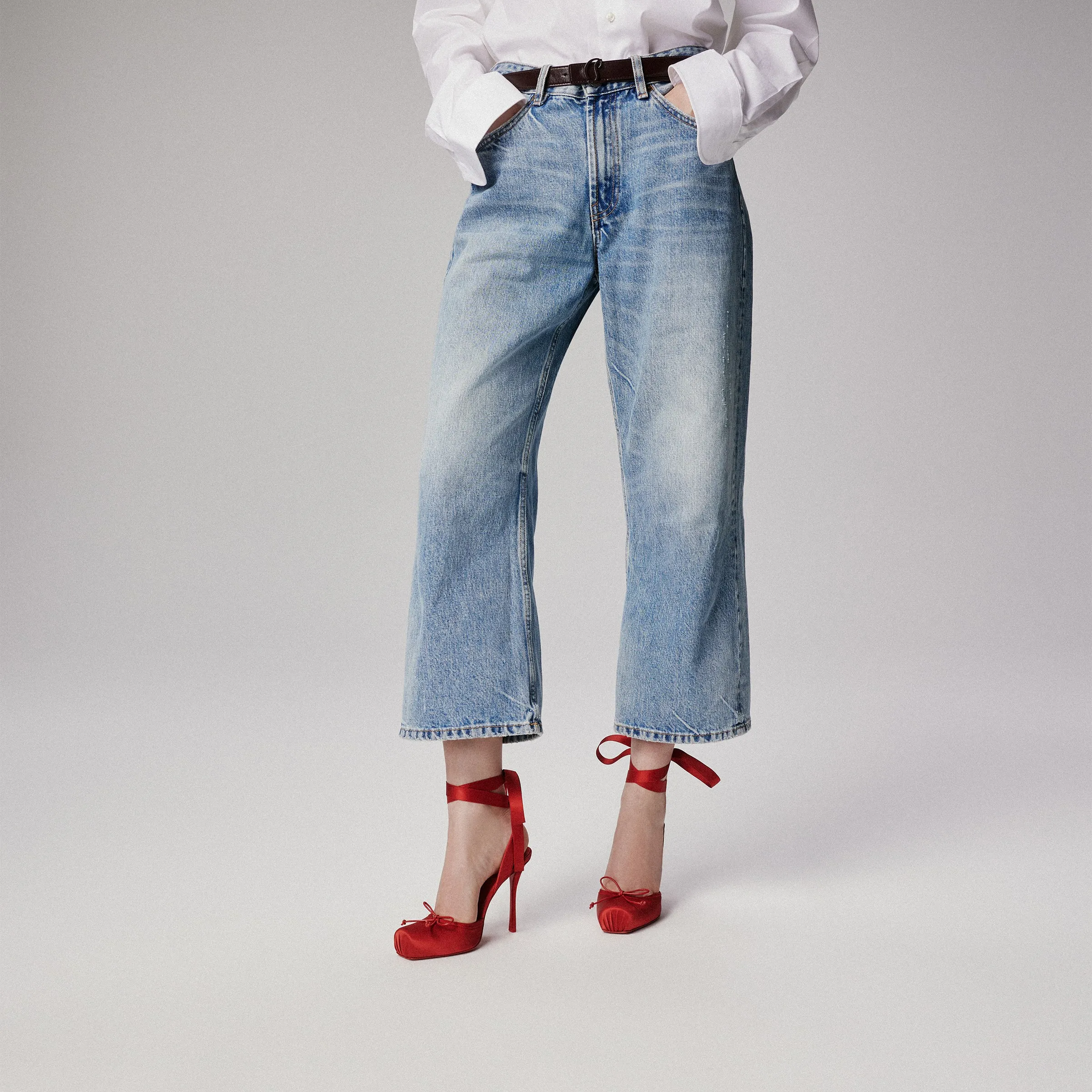 Christian Louboutin Cassia Lace Up – 100 mm Strappy pumps – Crepe satin – Loubi – Women - Cassia - front view