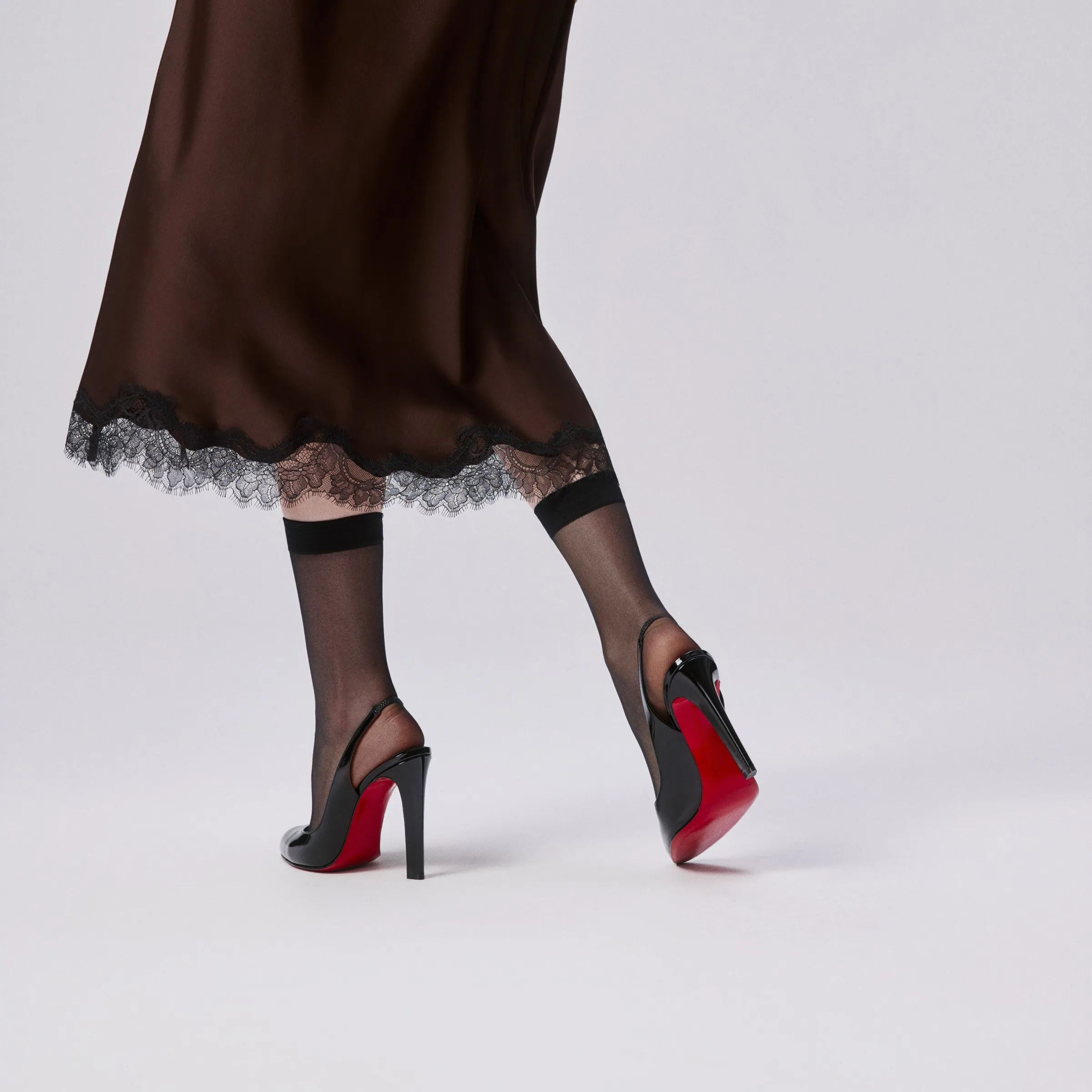 Christian Louboutin Fannylove Sling – 100 mm Slingback pumps – Patent calf leather – Black – Women - Fannylove Sling - front view