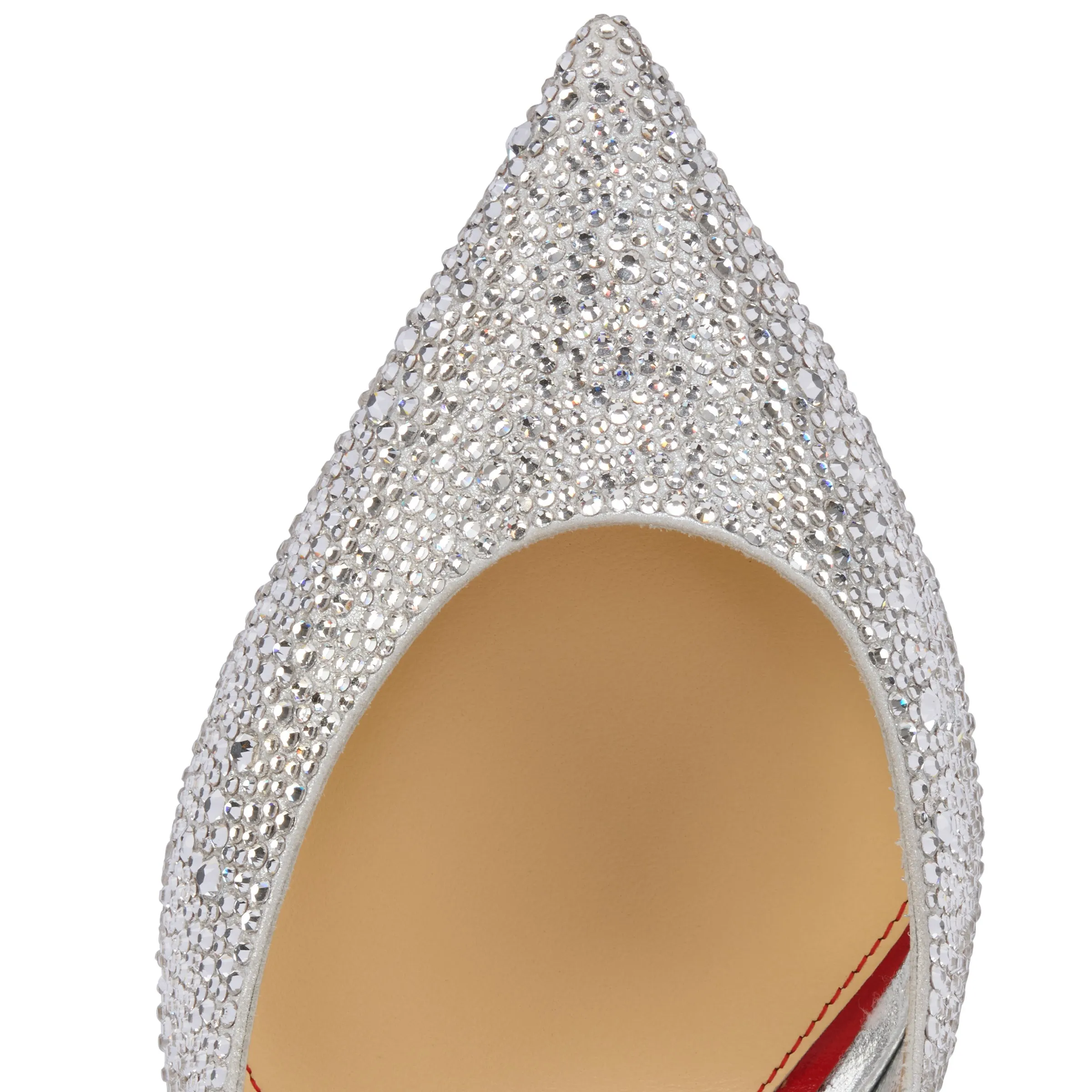 La Pigalle Strass – 120 mm Pumps – Suede and strass – Silver – Women – front view - Media - front view