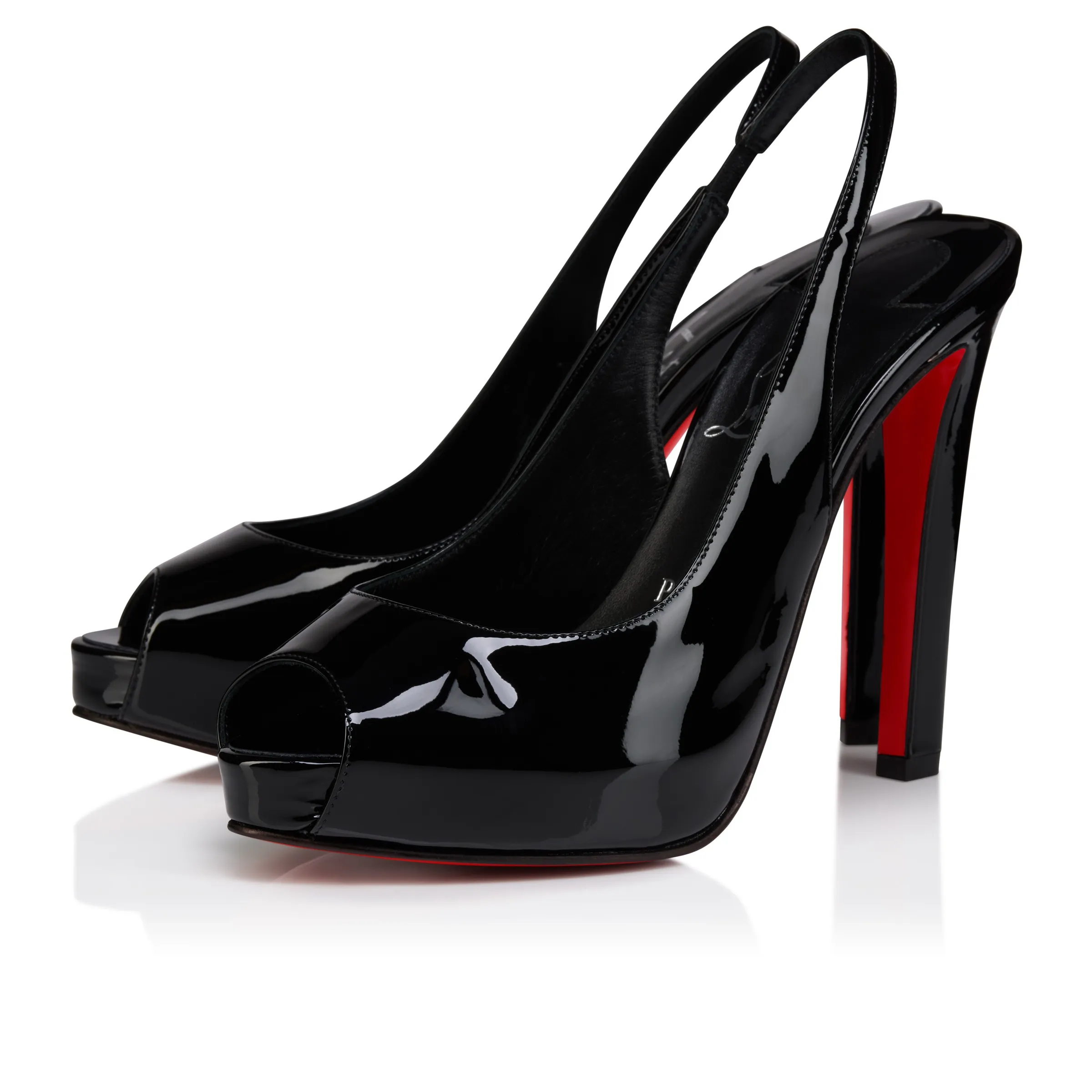 Christian Louboutin Lady Fanny Sling – 120 mm Slingback pumps – Patent calf leather – Black – Women - Lady Fanny Sling - front view