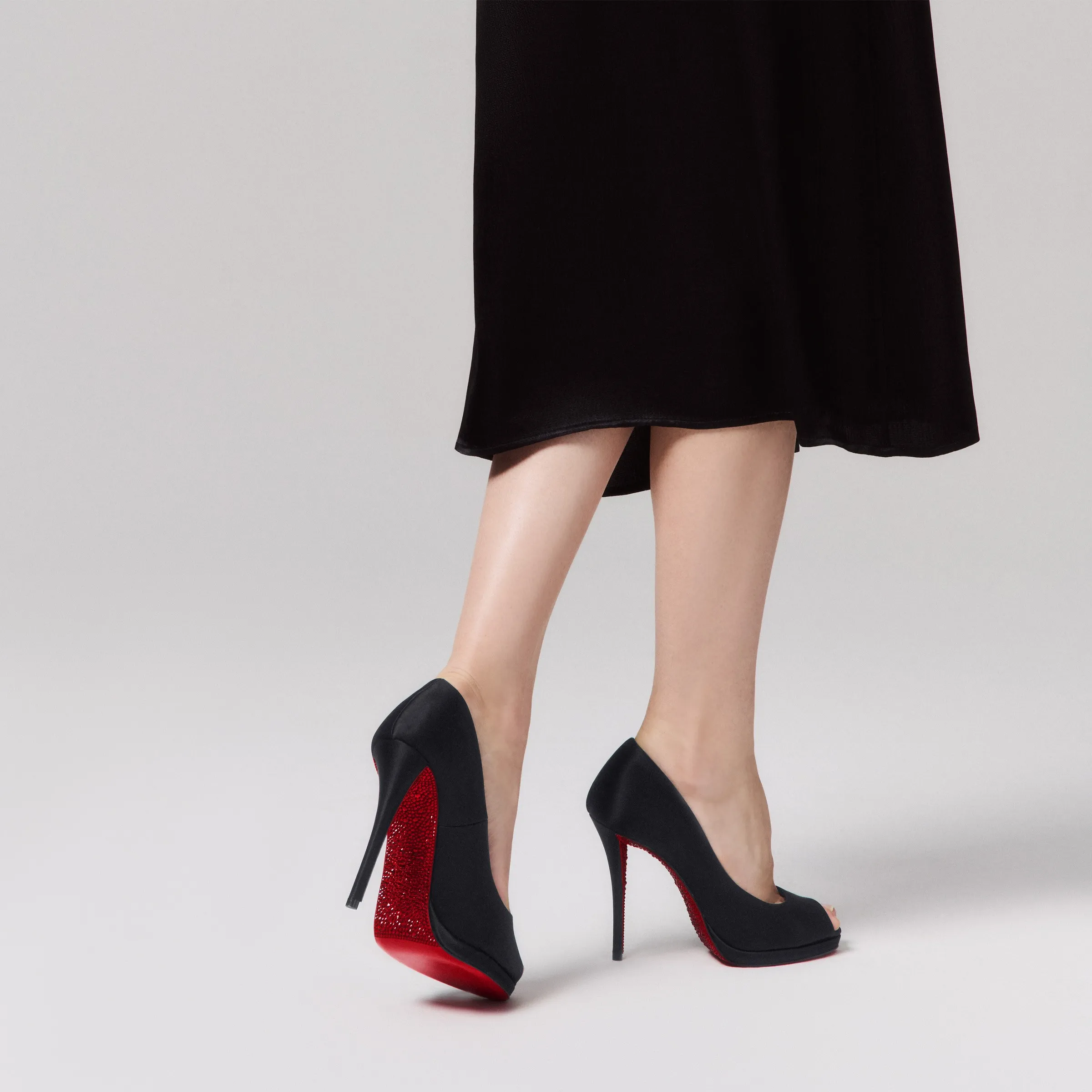 Christian Louboutin Lady Z Suola Strass – 120 mm Pumps – Crepe satin – Black – Women - Lady Z Suola Strass - front view