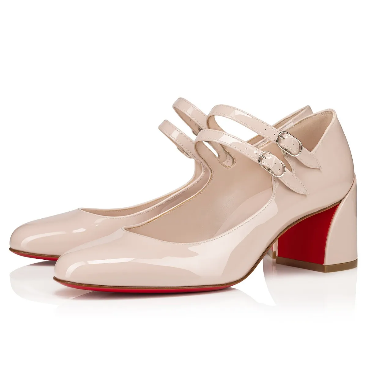 Christian Louboutin Miss Jane – 55 mm Mary Janes – Patent calf – Leche – Women - Miss Jane - front view
