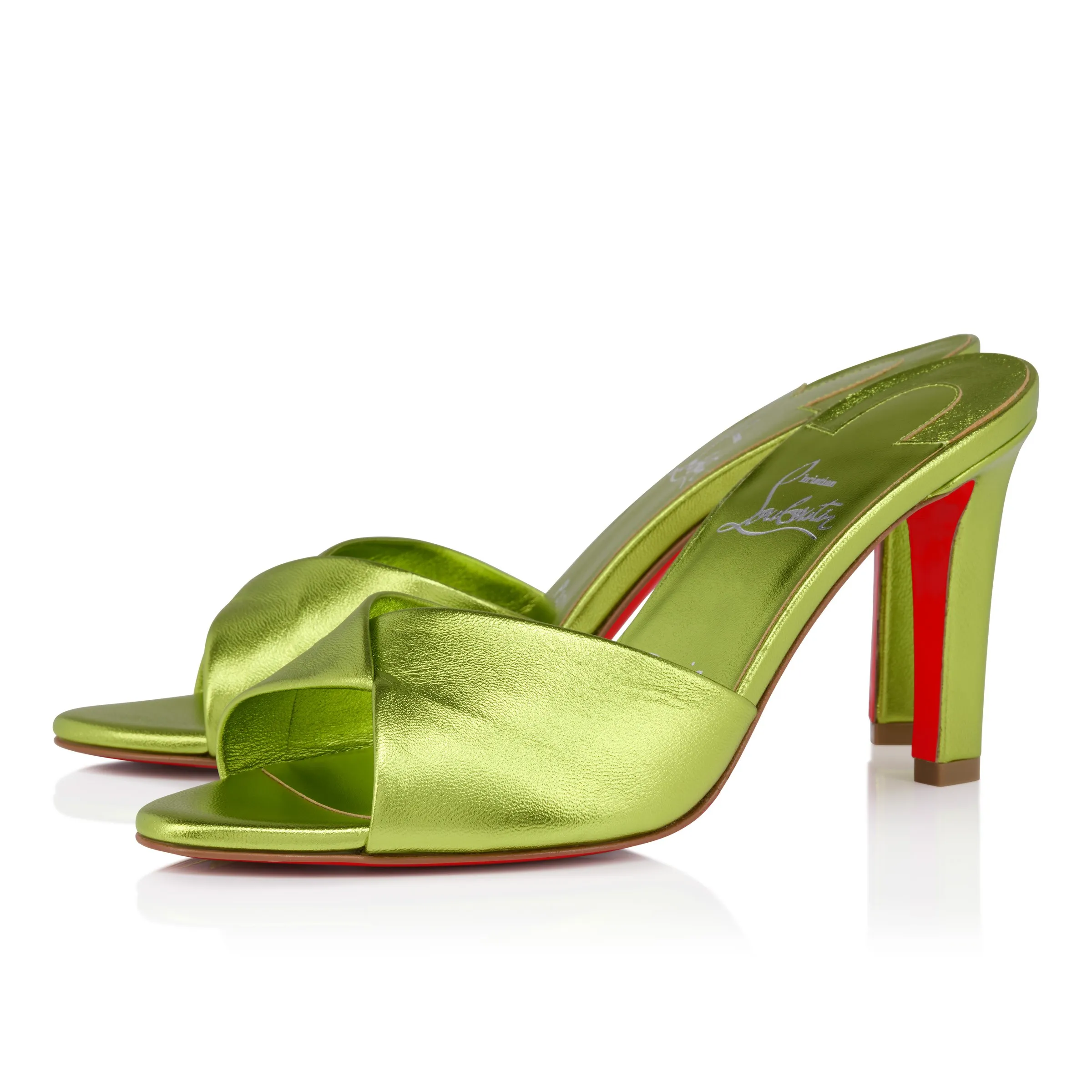 Christian Louboutin Fanny Slide – 85 mm Mules – Laminated lamb nappa leather – Kiwi – Women - Fanny Slide - front view