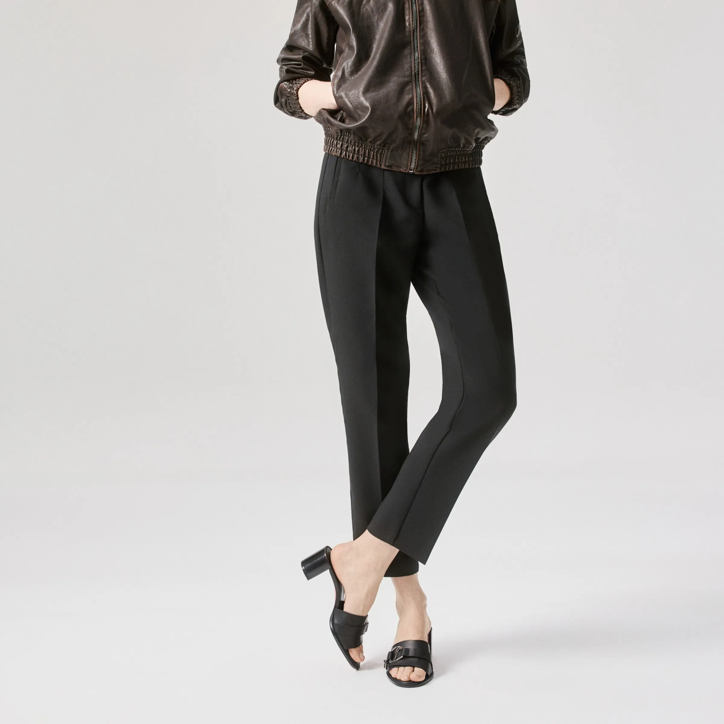 Christian Louboutin Her In Roma Mule – 55 mm Mules – Waxed calf leather – Black – Women - Her In Roma Mule - front view