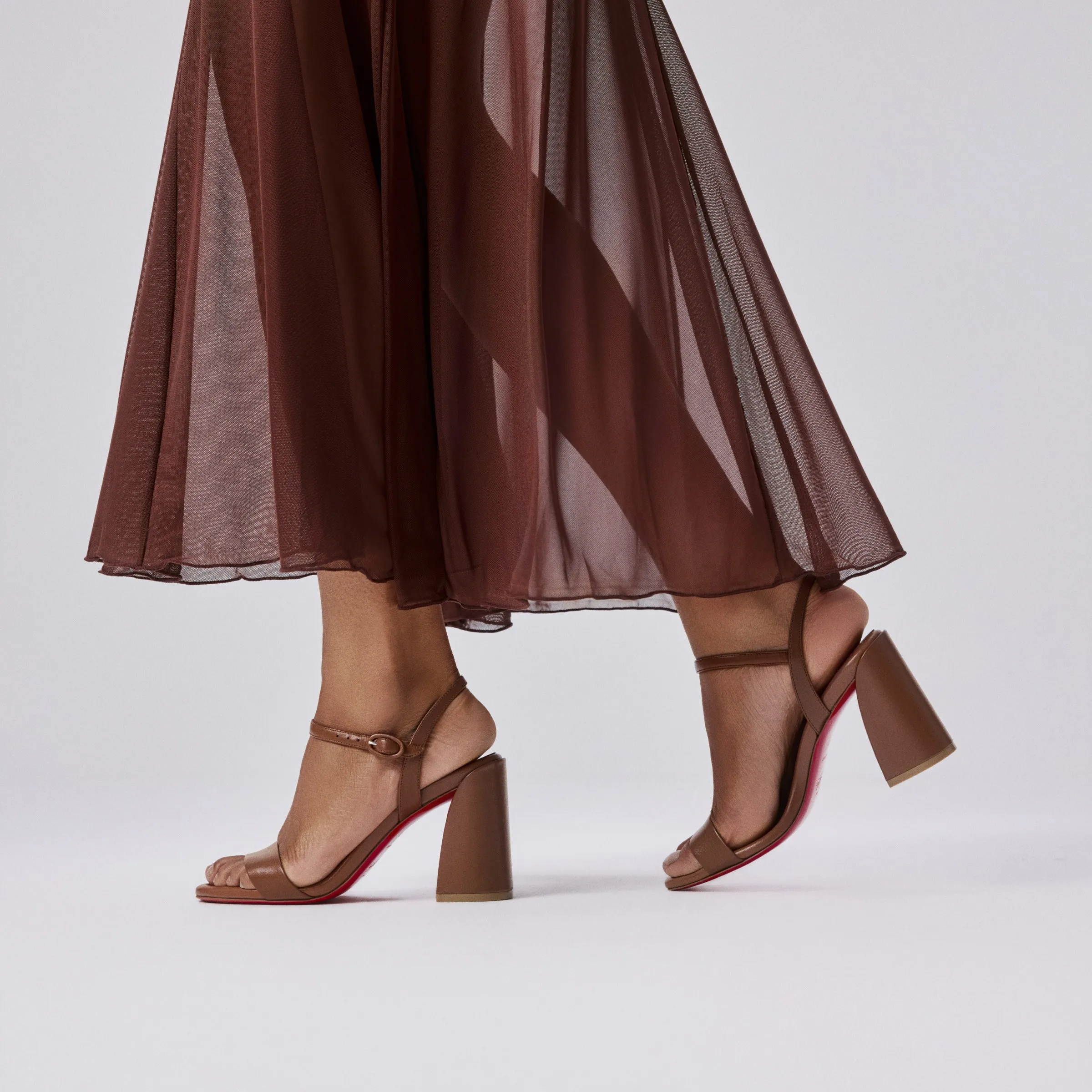 Christian Louboutin Jane Sandal – 85 mm Sandals – Lamb nappa leather – Cuoio – Women - Jane Sandal - front view