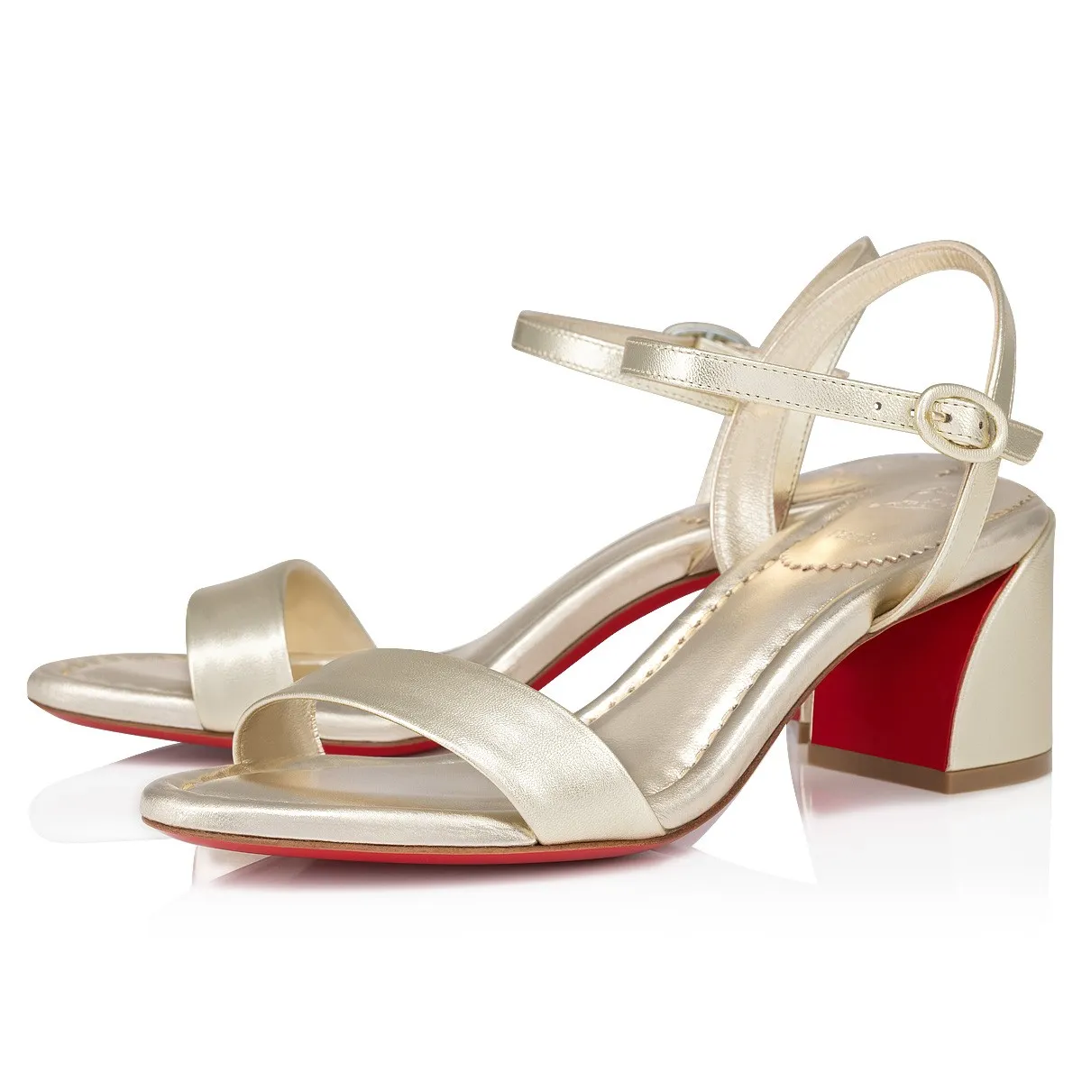 Christian Louboutin Miss Jane Sandal – 55 mm Sandals – Iridescent nappa leather – Platine – Women - Miss Jane Sandal - front view