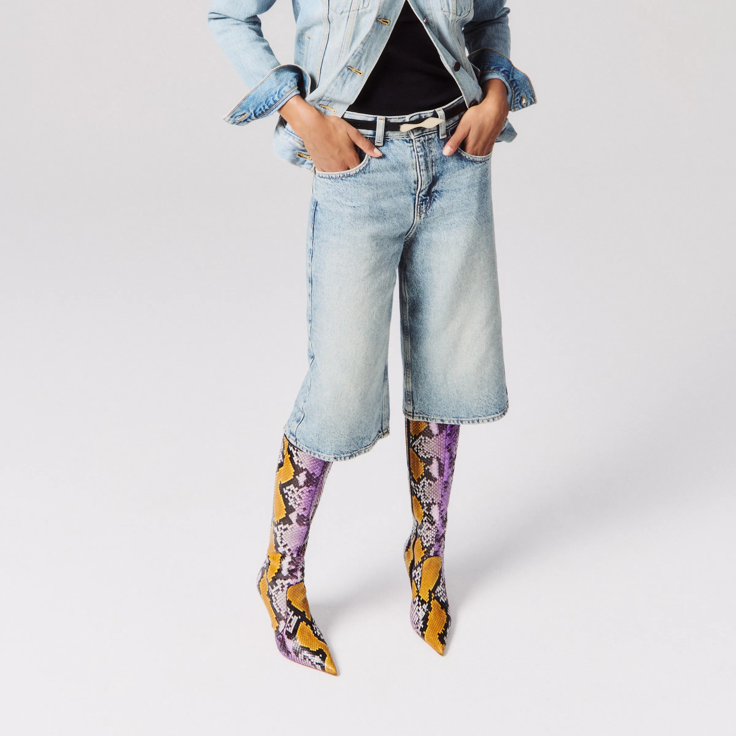 Christian Louboutin Miss Z Botta – 100 mm Boots – Gradient python leather – Rhapsody Yellow – Women - Miss Z Botta - front view