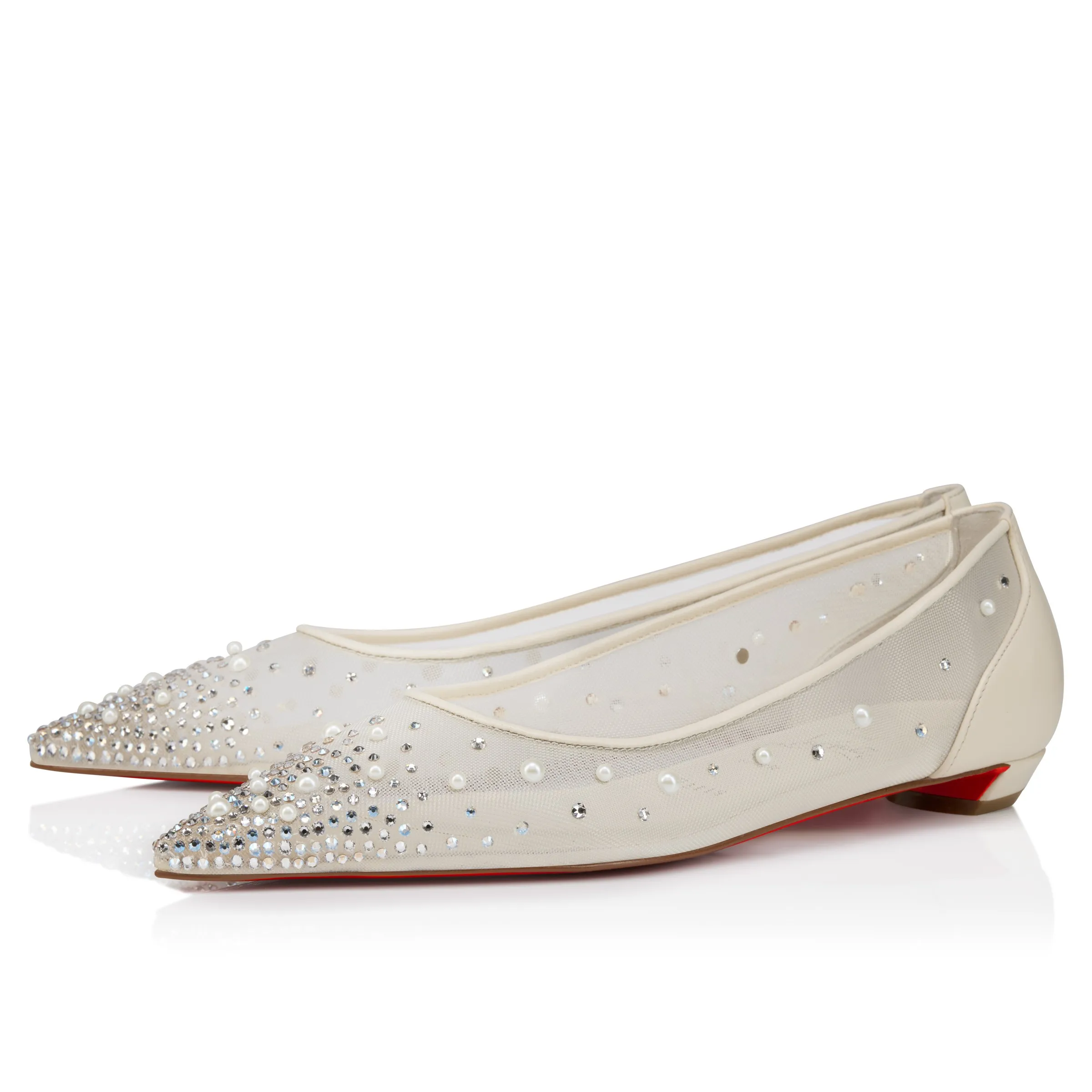 Christian Louboutin Miss Z Degrastrassina Perla – Ballerinas – Mesh, nappa leather, strass and pearls – Black – Women - Miss Z Degrastrassina Perla - front view
