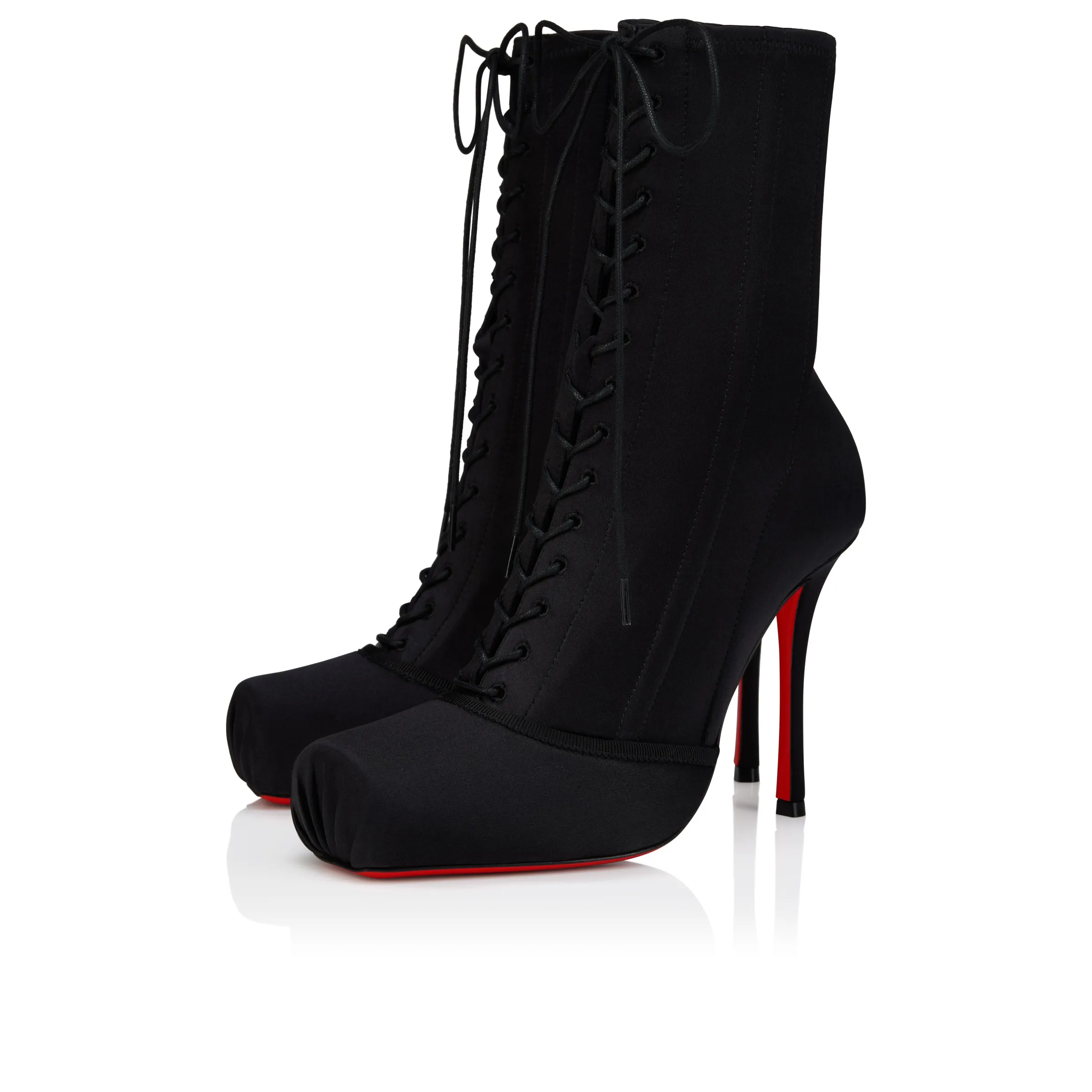 Christian Louboutin Pavlova Booty – 100 mm Low boots – Crepe satin – Black – Women - Pavlova Booty - front view