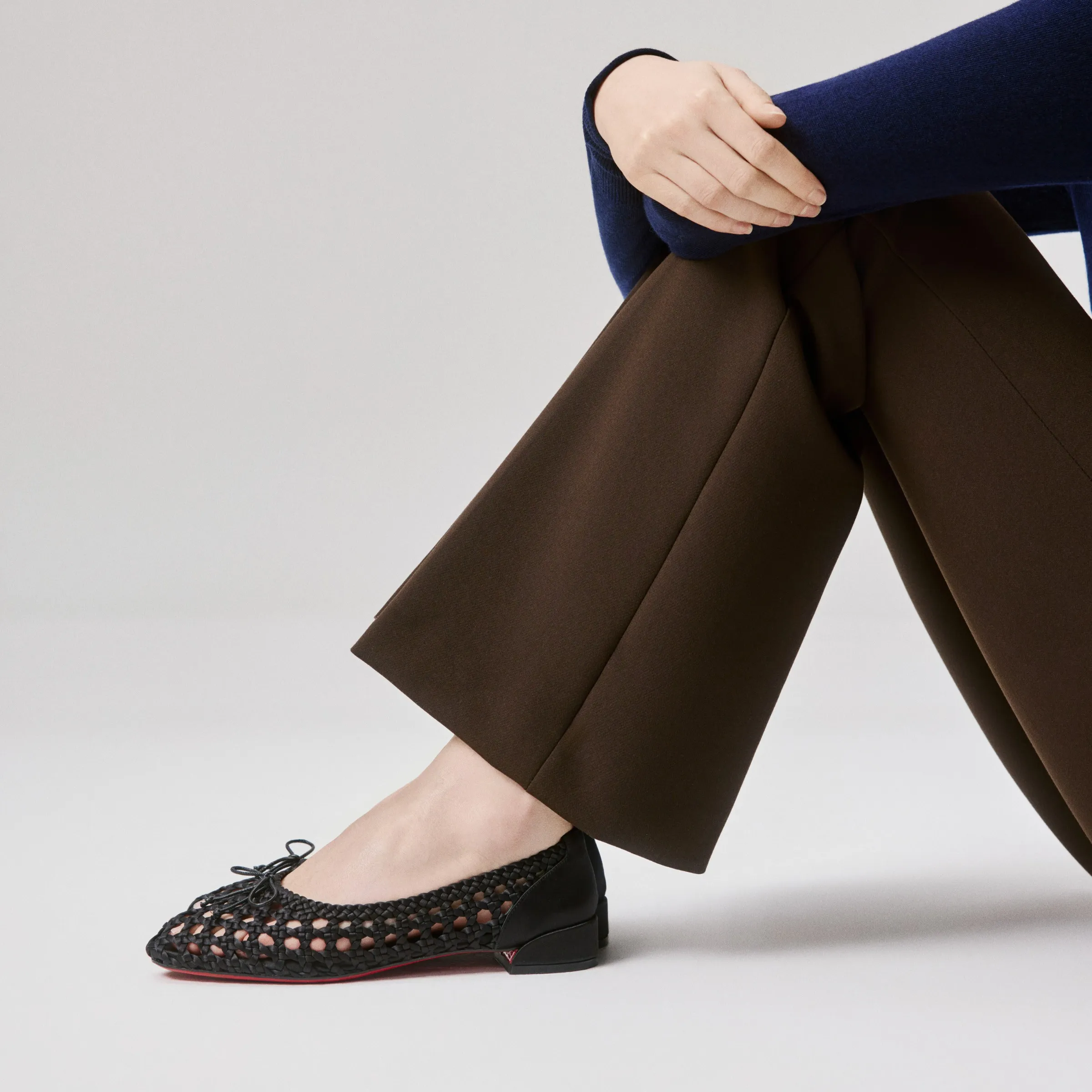 Christian Louboutin Sweetie Jane Nandina – Ballerinas – Crepe satin – Black – Women - Shoes - front view